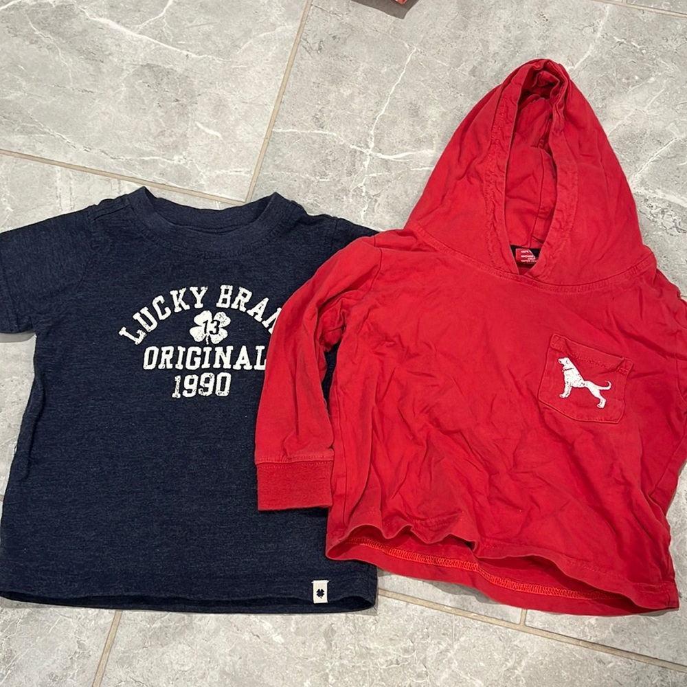 Black dog long sleeve hooded t shirt and lucky brand short sleeve t shirt